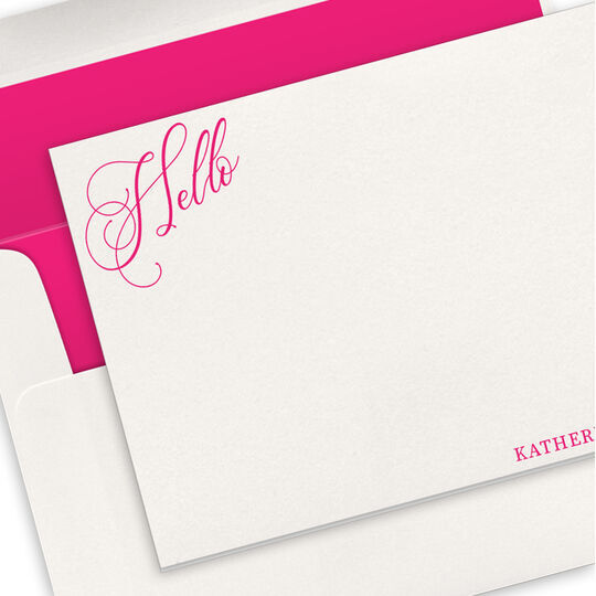 Script Hello Flat Note Cards - Letterpress